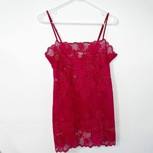 Victoria’s Secret | Square Neck Slip Dress Lingerie Size Large Floral Fuchsia